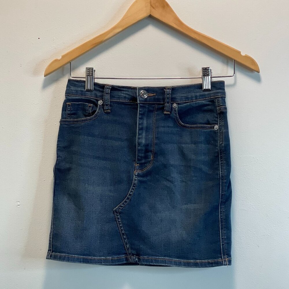 Free People We the Free Blue Mini Denim Skirt Size 25 (XS) Y2K Style - Picture 2 of 12